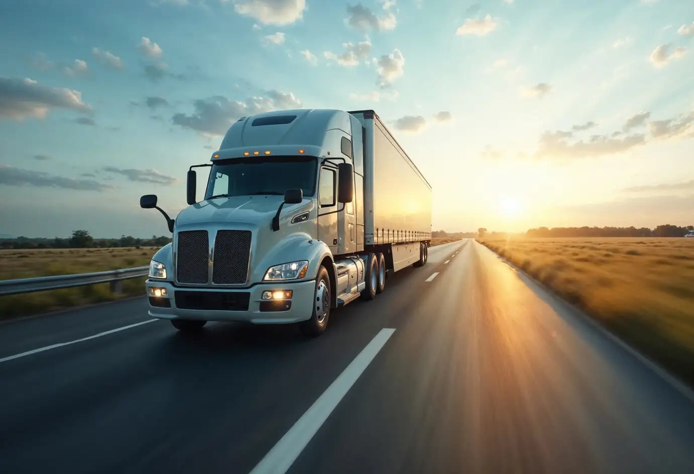 Heavy truck on road showcasing KABTRUCK parts and climate control systems